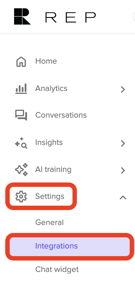 Settings > Integrations
